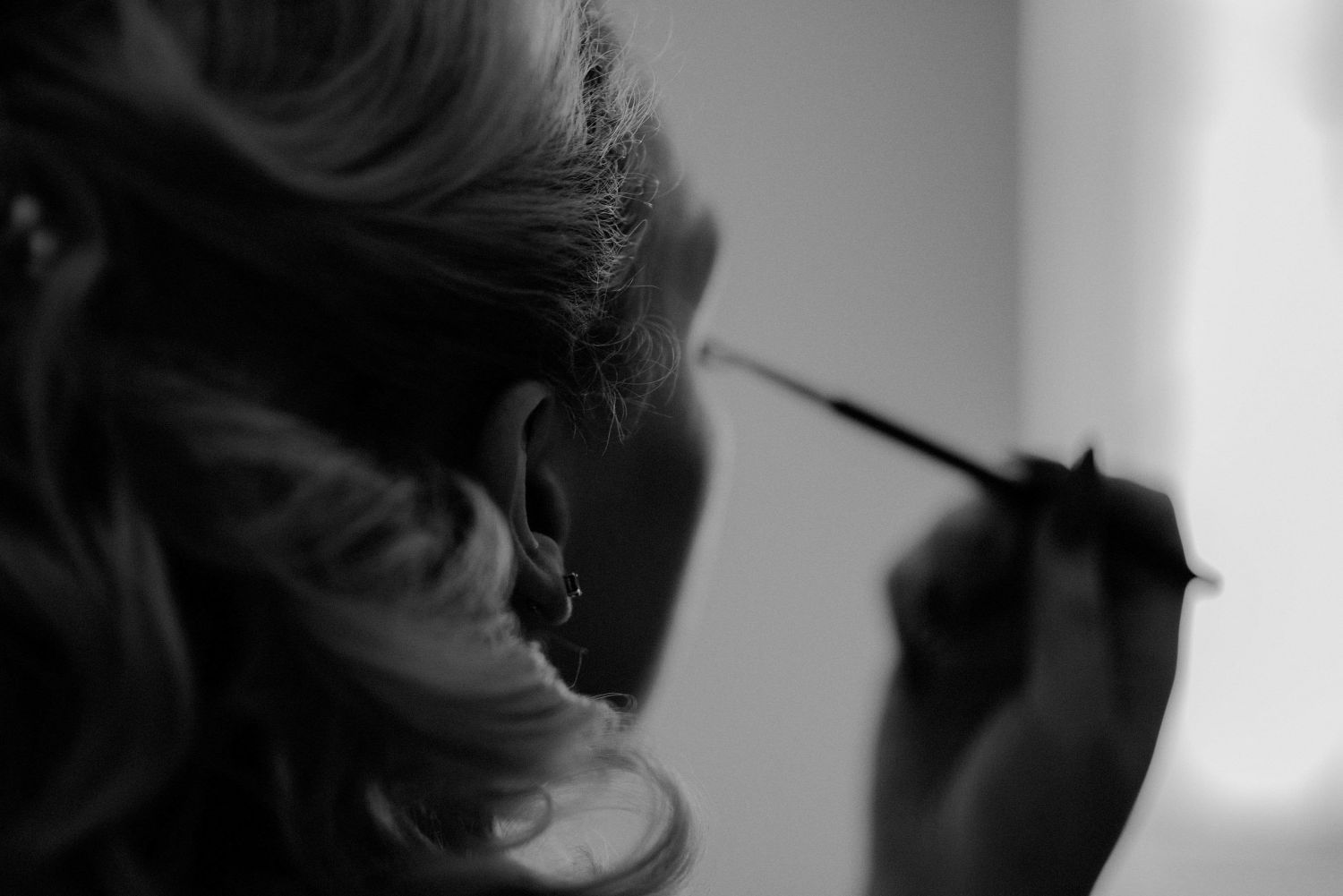 Bride getting ready for her wedding at Elsick House