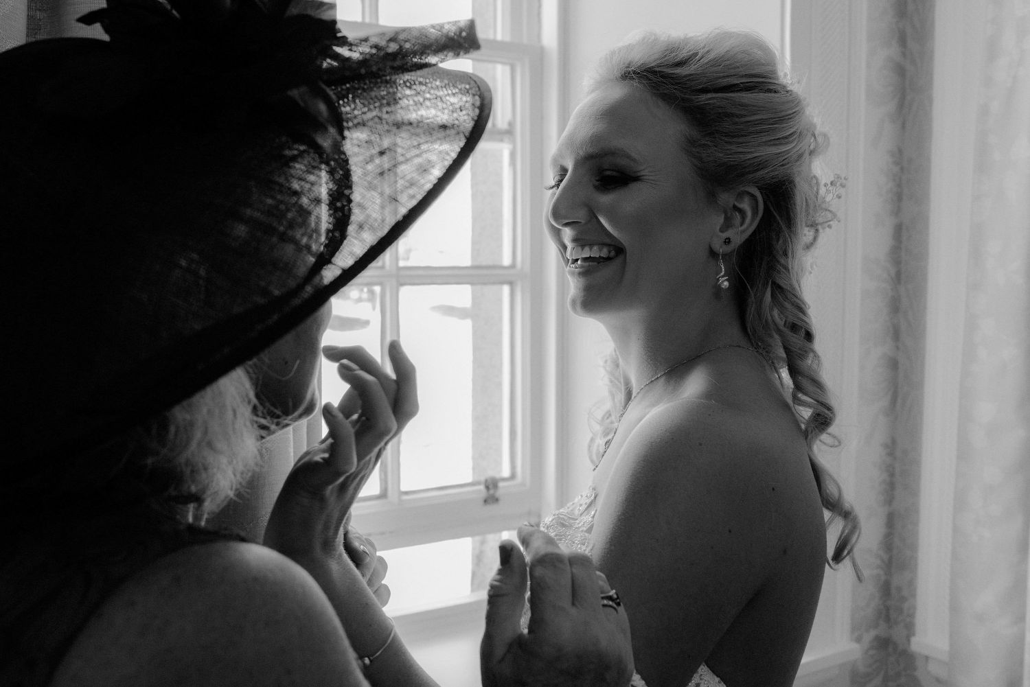 Bride getting ready for her wedding at Elsick House